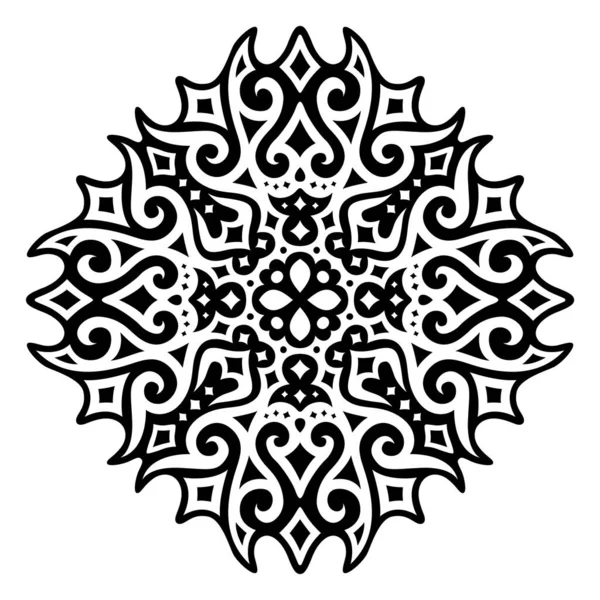 Mooie Monochrome Vector Tribal Tattoo Illustratie Met Abstracte Zwarte Kosmische — Stockvector