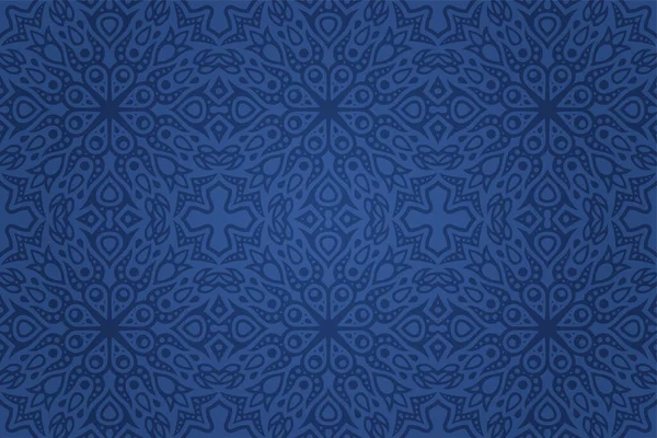 Bela Ilustração Vetorial Com Abstrato Colorido Azul Azulejo Oriental Sem — Vetor de Stock