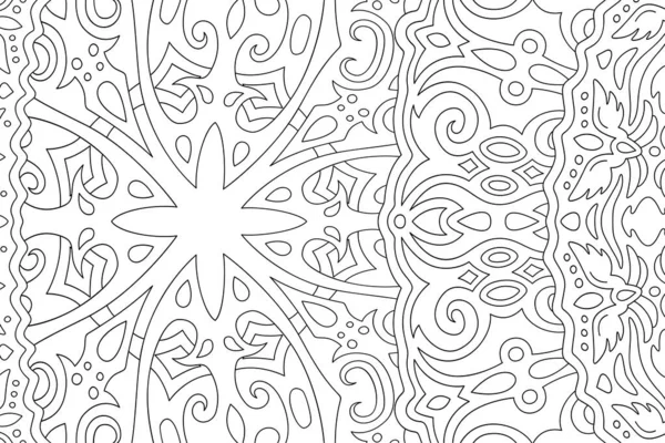 Красивая Монохромная Векторная Линейная Иллюстрация Взрослой Раскраски Абстрактным Прямоугольным Винтажным — стоковый вектор