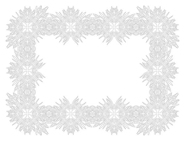 独立した抽象的な線形ヴィンテージフレームと白いコピースペースを持つ大人のぬり絵のページのための美しいモノクロベクトルイラスト — ストックベクタ