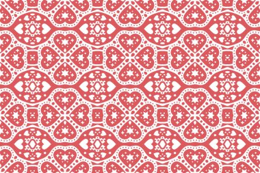 Güzel kırmızı sevgililer günü beyaz arka planda kalp şekilleri olan kusursuz desen.