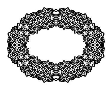 Beyaz arka planda soyut siyah çiçekli güzel tek renkli kabile çizimi