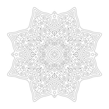 Beyaz arkaplanda izole edilmiş soyut doğu desenli boyama kitabı sayfası için güzel tek renkli vektör doğrusal illüstrasyonuName