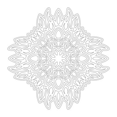 Beyaz arkaplanda izole edilmiş soyut doğrusal desenli boyama kitabı sayfası için güzel monokrom vektör çizimi