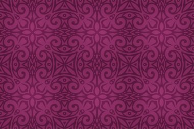 Renkli mor, klasik, dikişsiz desenli güzel bir vektör çizimi