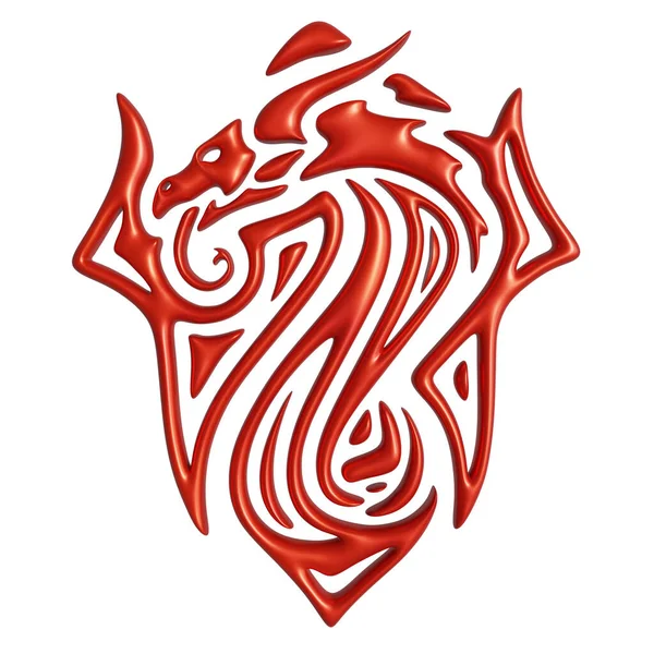 Ilustração Bonita Com Símbolo Vermelho Colorido Dragão Isolado Fundo Branco — Fotografia de Stock