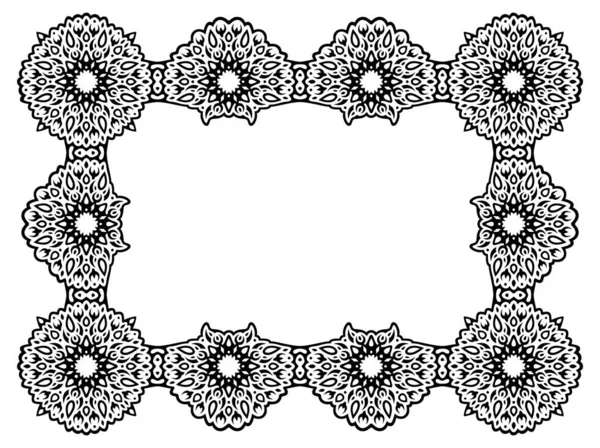 Beyaz arkaplanda izole edilmiş, soyut siyah dikdörtgen fantezi çerçeveli güzel monokrom vektör çizimi