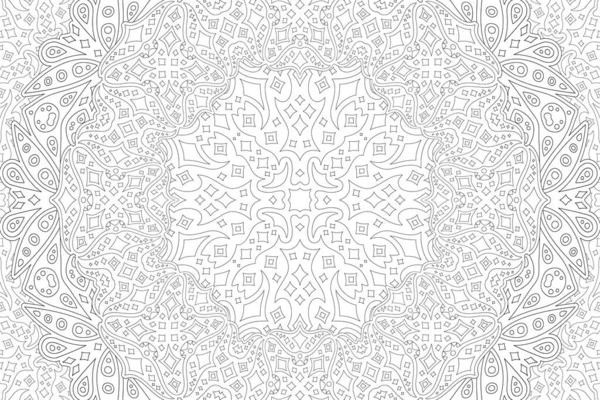 白い背景に抽象的な黒の詳細星のパターンを持つ大人のぬり絵のページのための美しいモノクロベクトル線形イラスト — ストックベクタ