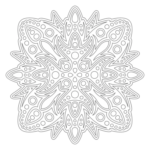 Beautiful Monochrome Vector Illustration Coloring Book Page Abstract Square Linear — Archivo Imágenes Vectoriales