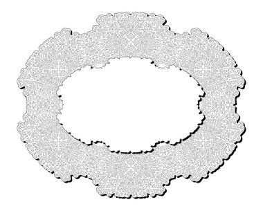 Soyut elips ayrıntılı vintage çerçeve ile yetişkin boyama kitap sayfası için güzel monokrom vektör çizimi beyaz arkaplanda izole