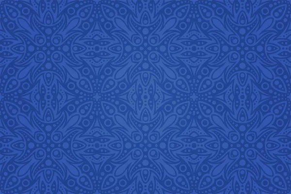Hermoso Fondo Tribal Vector Con Patrón Azulejos Sin Costura Azul — Archivo Imágenes Vectoriales