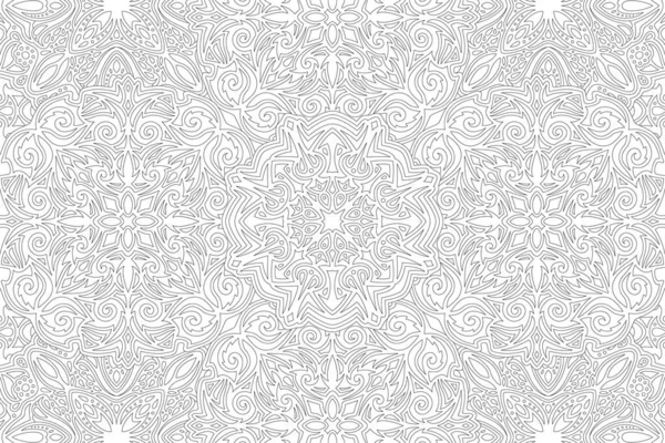 Beautiful Monochrome Vector Background Adult Coloring Book Abstract Vintage Linear — Stock Vector