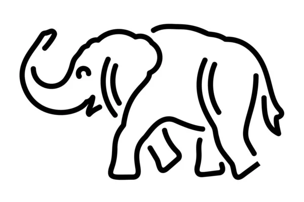 Hermosa Ilustración Vectorial Lineal Monocromática Con Silueta Elefante Estilizada Aislada — Archivo Imágenes Vectoriales