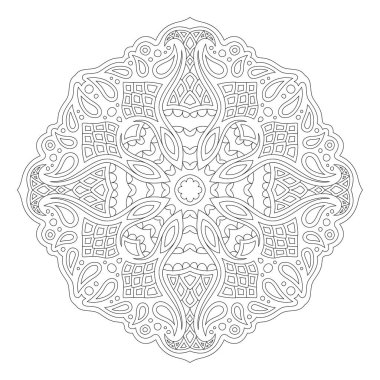 Beyaz arka planda soyut fantezi desenli yetişkin boyama kitabı sayfası için güzel monokrom vektör çizimi