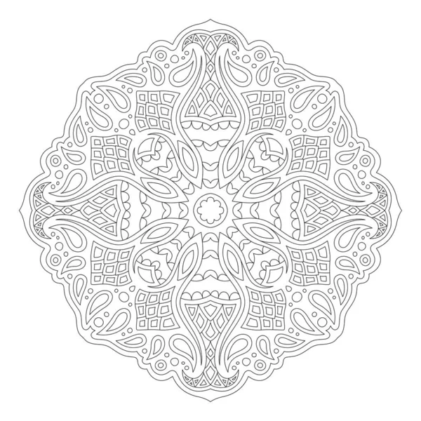 Beyaz arka planda soyut fantezi desenli yetişkin boyama kitabı sayfası için güzel monokrom vektör çizimi