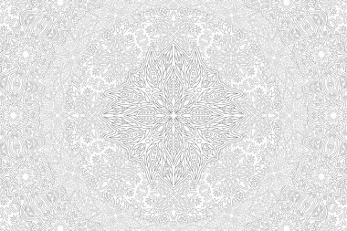 Beyaz arka planda soyut dikdörtgen süslü çiçek desenli yetişkin boyama kitabı için güzel monokrom vektör çizimi