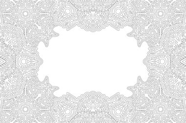 Soyut dikdörtgen kenarlık ve beyaz kopya uzayı ile yetişkin boyama kitabı için güzel tek renkli vektör çizimi