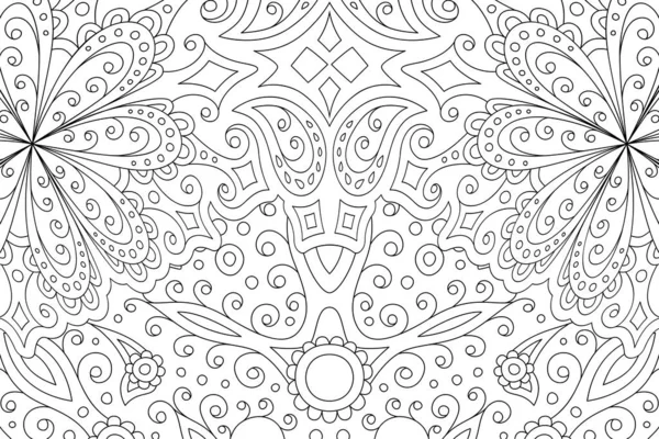 Beautiful Monochrome Linear Vector Illustration Adult Coloring Book Abstract Rectangle — Wektor stockowy