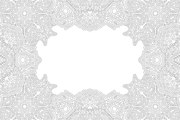 Beautiful Monochrome Linear Vector Illustration Adult Coloring Book Abstract Rectangle — Vetor de Stock