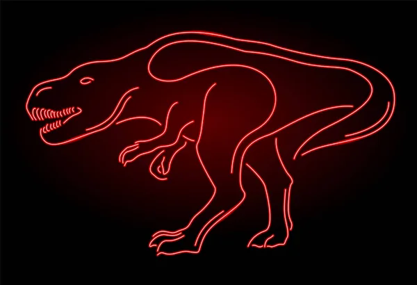 Hermosa Ilustración Lineal Vectorial Con Colorido Rojo Neón Brillante Tiranosaurio — Archivo Imágenes Vectoriales