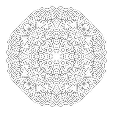 Beyaz arkaplanda izole edilmiş soyut doğu desenli boyama kitabı sayfası için güzel tek renkli vektör doğrusal illüstrasyonuName