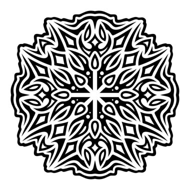 Beyaz arka planda soyut siyah desenli güzel tek renkli vektör kabile dövmesi çizimi