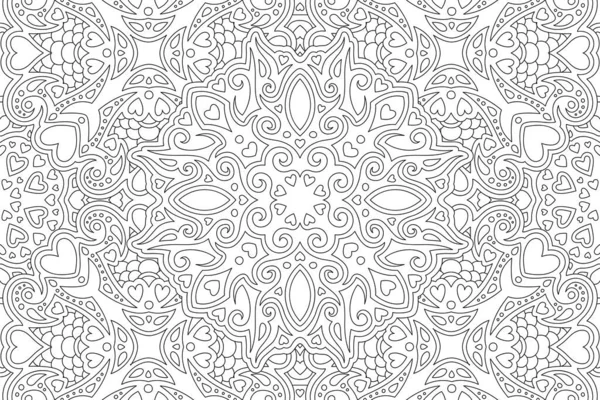 Beautiful Monochrome Vector Illustration Saint Valentines Day Coloring Book Abstract — Stock Vector