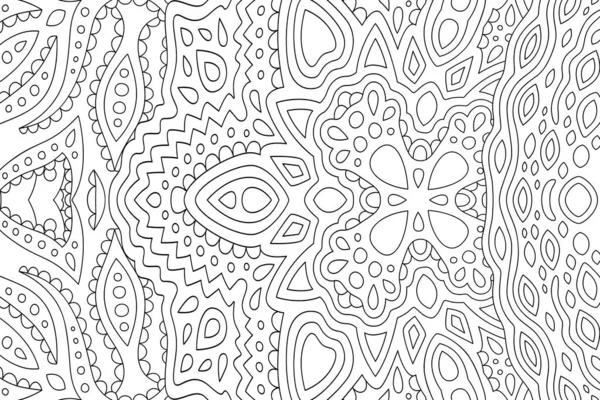 Belle Illustration Vectorielle Linéaire Monochrome Pour Livre Coloriage Adulte Avec — Image vectorielle