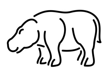 Beyaz arkaplanda izole edilmiş çizgi film hipopotamları ile güzel doğrusal çizimler