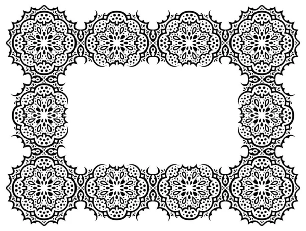 Красивая Монохромная Векторная Иллюстрация Абстрактной Детальной Рамкой Прямоугольника Белом Фоне — стоковый вектор