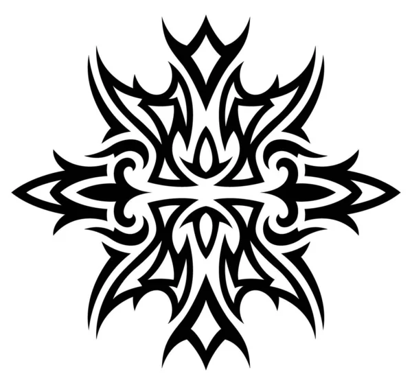 白の背景に隔離された抽象的な黒のパターンを持つ美しいモノクロームの部族タトゥーベクトルイラスト — ストックベクタ