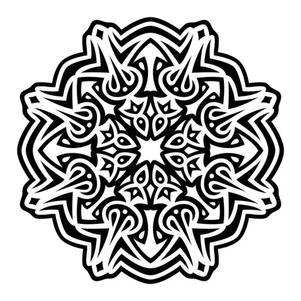 Hermosa Ilustración Vectorial Monocromática Con Patrón Tribal Negro Abstracto Aislado — Vector de stock