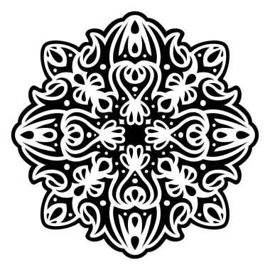 Beyaz arka planda soyut siyah kabile dövmesi desenli güzel tek renkli vektör çizimi