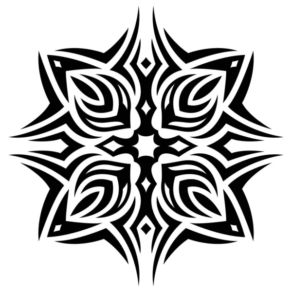 Belle Illustration Vectorielle Tatouage Monochrome Avec Motif Tribal Noir Abstrait — Image vectorielle