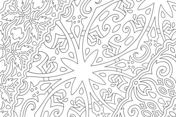 Hermosa Ilustración Lineal Vectorial Monocromo Para Adultos Para Colorear Página — Archivo Imágenes Vectoriales
