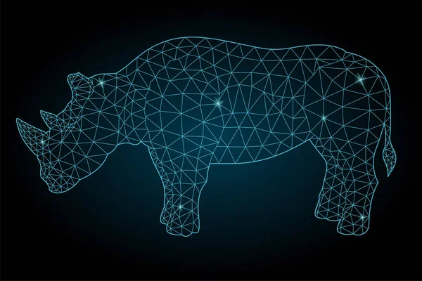 Arte Estrellado Polietileno Bajo Con Silueta Rinoceronte — Vector de stock