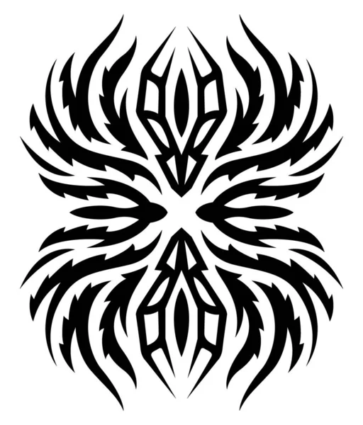 Bela Ilustração Tatuagem Tribal Monocromática Com Padrão Preto Abstrato Isolado — Vetor de Stock