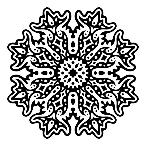 Όμορφη Ασπρόμαυρη Διανυσματική Απεικόνιση Στυλιζαρισμένη Νιφάδα Χιονιού — Διανυσματικό Αρχείο