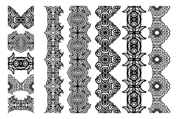 Hermosa Ilustración Vectorial Monocromática Con Pinceles Abstractos Negros Sin Costura — Archivo Imágenes Vectoriales