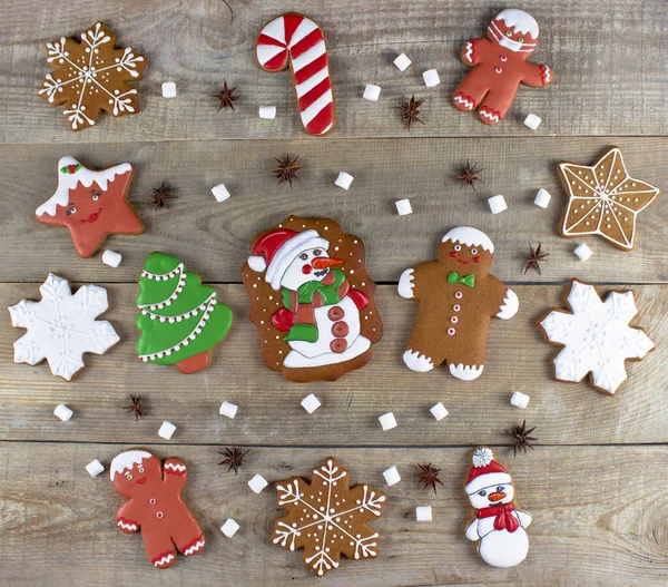 Noel tatili geçmişi. Yassı Noel. Noel arkaplanı şenliği. Yeni yıl ve Noel. Noel kartı geçmişi. Zencefilli çörek. Boşluğu kopyala