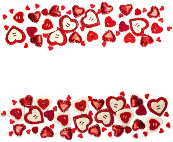 Sevgililer Günü Pankart Kartpostal Kırmızı Kalpler Beyaz Arka Planda Kırmızı — Stok fotoğraf