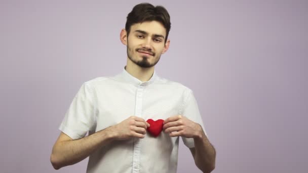 Valentin Nap Vörös Szívű Fickó Valentin Nap Ünnepeljünk — Stock videók