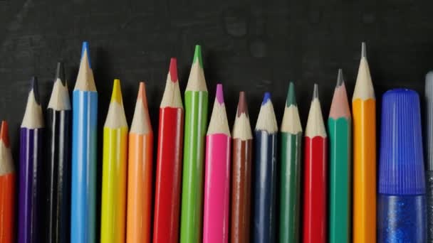 Zurück Zur Schule Bleistifte Marker Marker Der Mitte Platz Für — Stockvideo