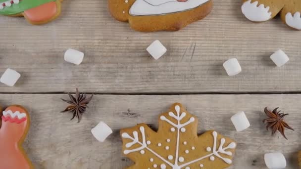 Pão Gengibre Natal Uma Variedade Biscoitos Caseiros Gengibre Para Natal — Vídeo de Stock