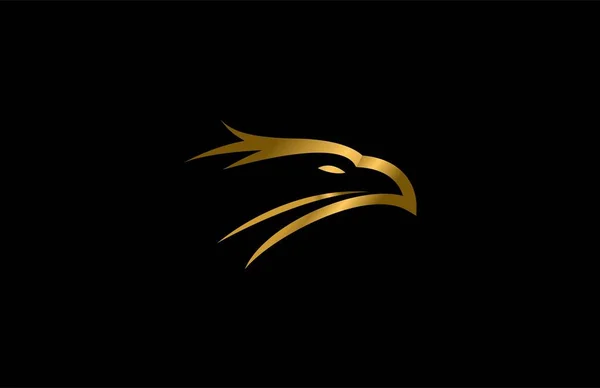 Goldener Kopf Falcon Minimalistisches Logo Design — Stockvektor