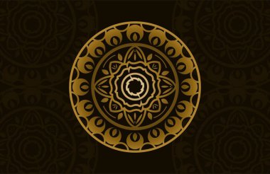 Soyut Mandala Vektör Altın Renk İllüstrasyonu