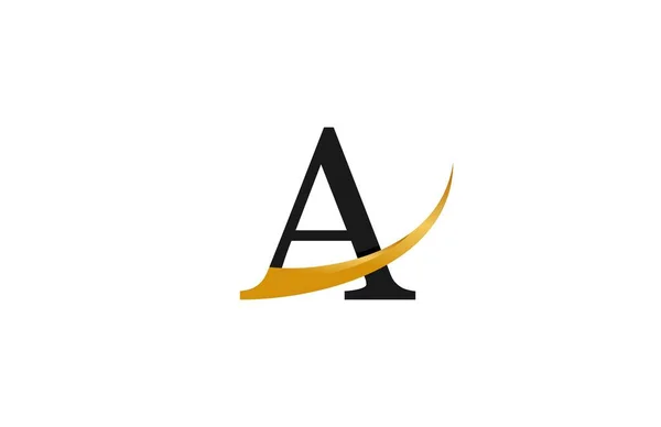 Tipografia Inicial Elegante Logotipo Ouro Swoosh — Vetor de Stock