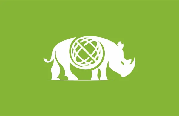 Rhino Globe Modern Logo — Stock Vector