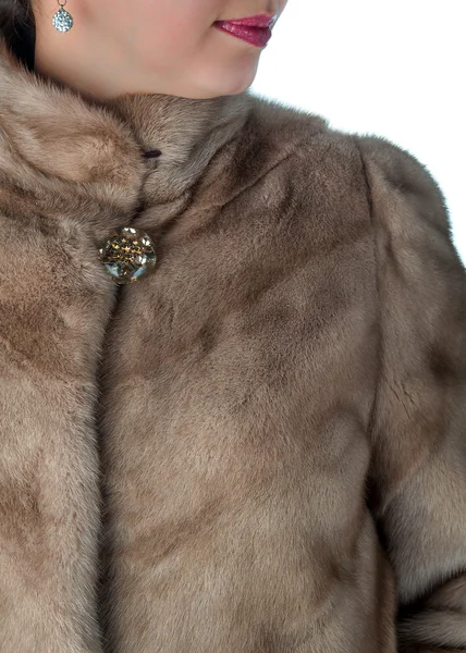 Fragment of female mink fur coats — Stock Photo, Image