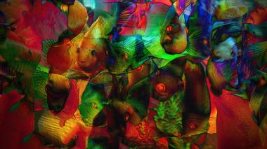 Çok renkli arka plan ile bir balıkçı